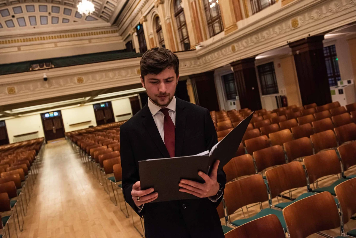 Finn O'Mahony from UCC Singers pictured at the launch of the Cork International Choral Festival at Cork City Hall